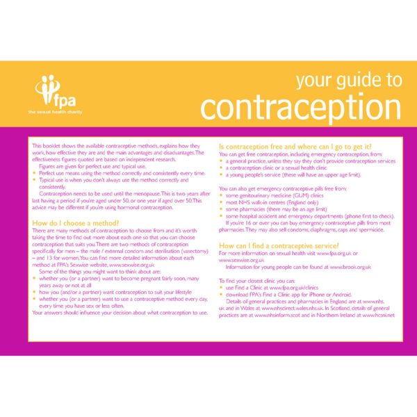 Your Guide to Contraception large format booklet single copy